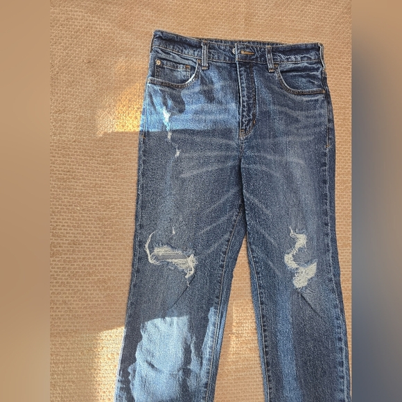 Anthropologie Pilcro Size 30 Distressed Vintage Straight High Rise Raw Hem Jeans - Picture 4 of 11